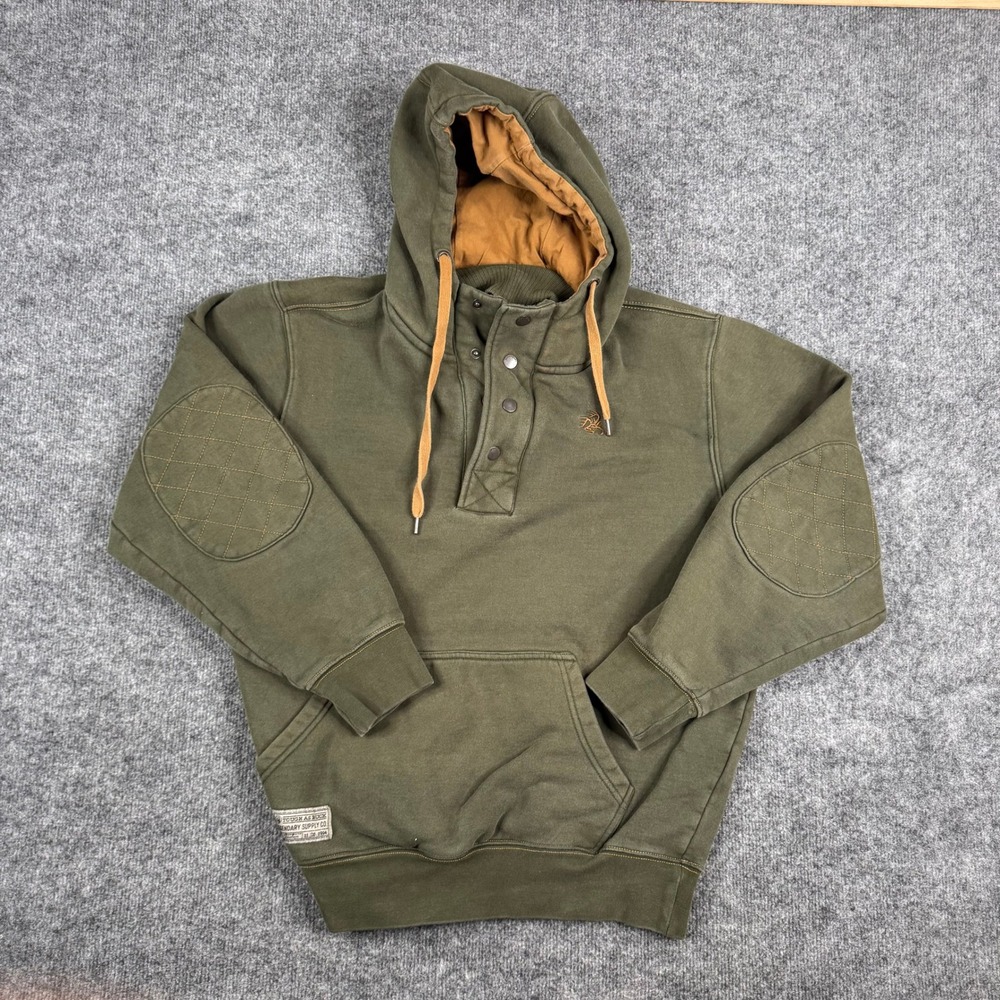 Legendary Whitetails Hoodie Mens Size LG Green Tough As Buck Quilted Elbow Patch